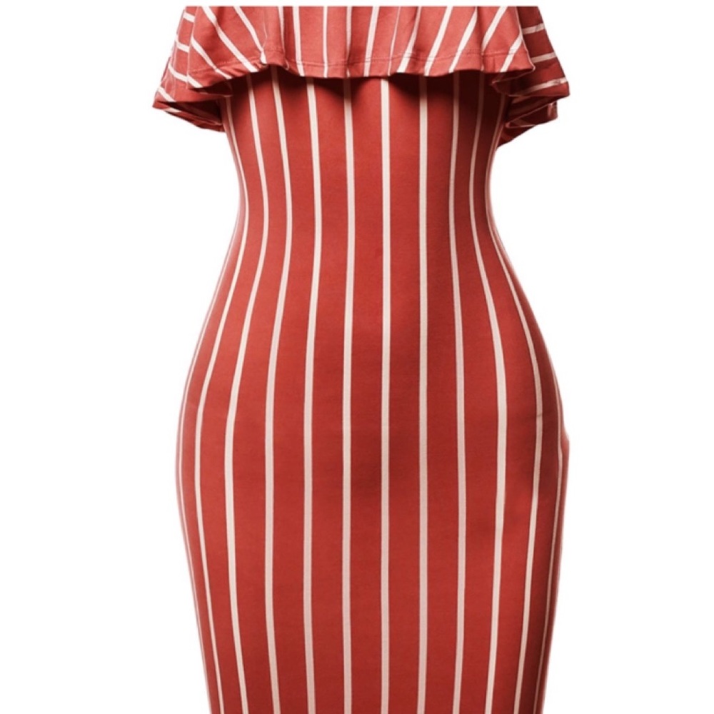 NWOT Womens Striped Off-Shoulder Tube Midi Dress